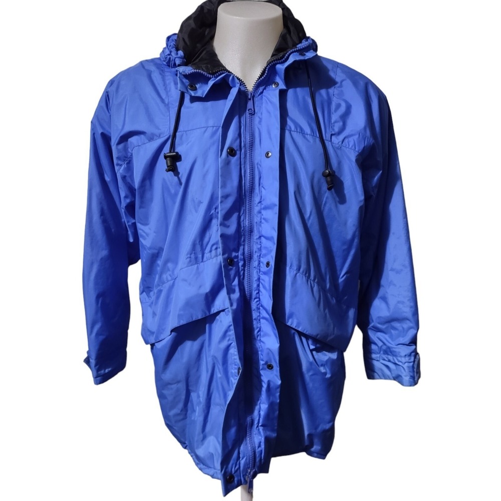 Brandon Thomas Sport Jacket M Womens Gorp Core Blue Retro‎ Y2K Rain Coat Hooded
